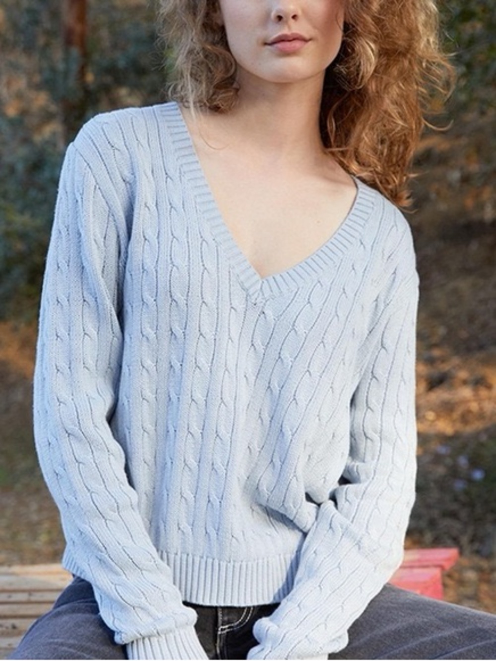 BRANDY MELVILLE blue cable knit sweater✨